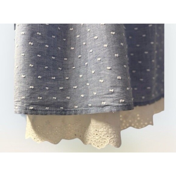 Blue Polka Dot Girls Dress Lace Trim Bow Ruffle Sleeves Classic VTG Inspired 4T - Picture 5 of 8